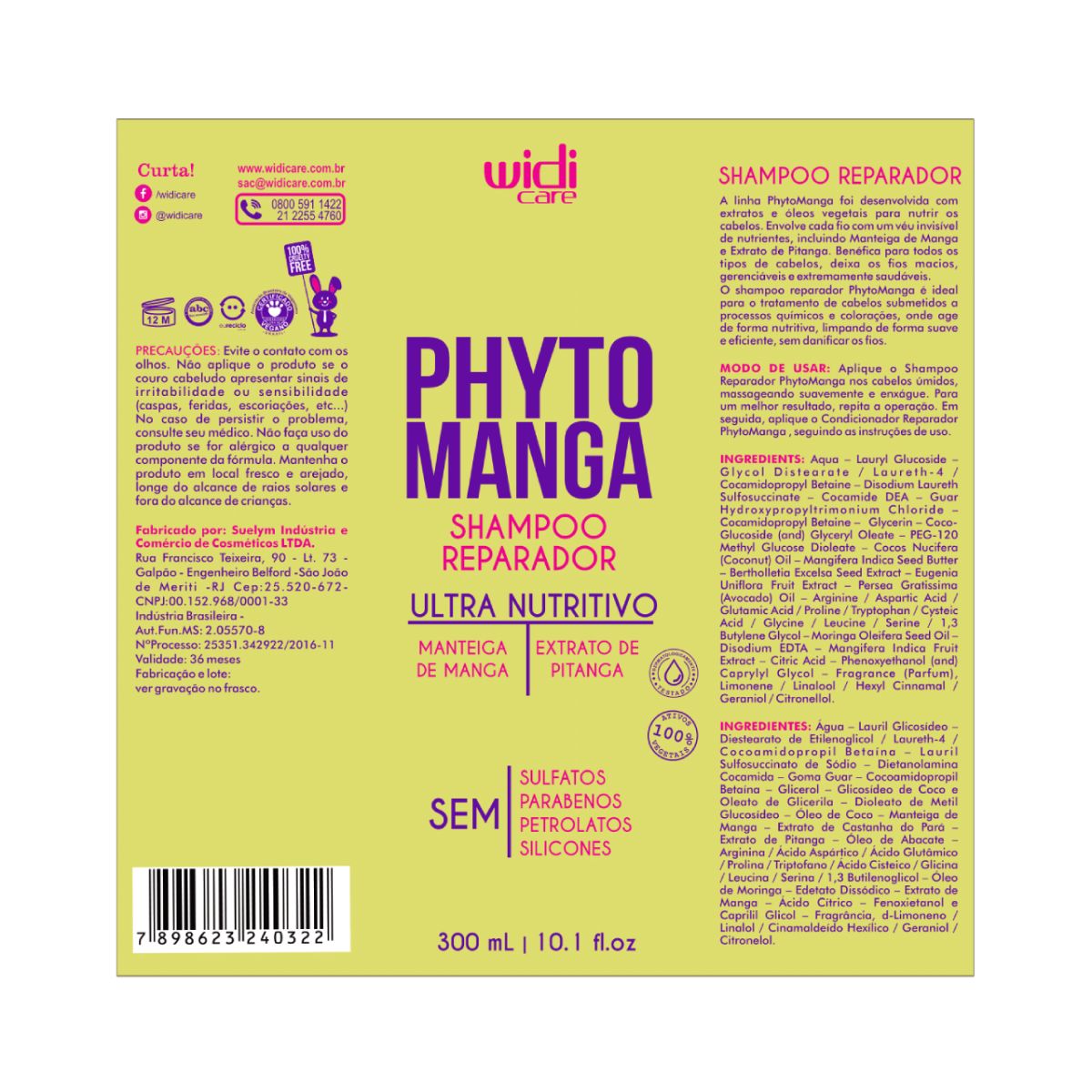 SHAMPOO REPARADOR PHYTOMANGA WIDI CARE 300ML