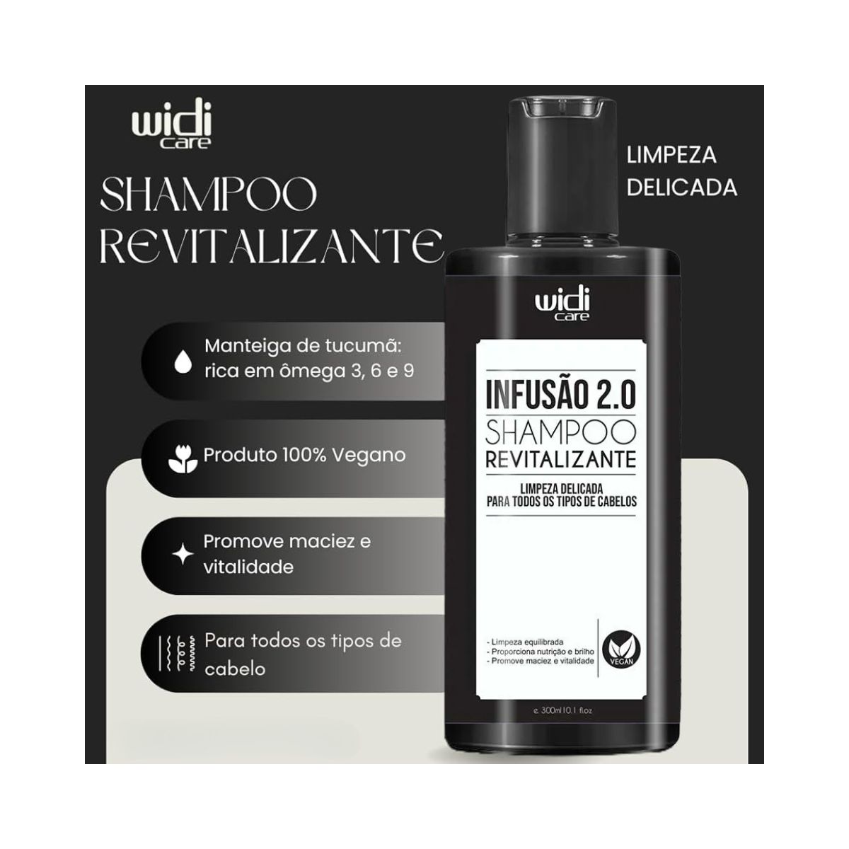 SHAMPOO REVITALIZANTE INFUSÃO 2.0 WIDI CARE 300ML