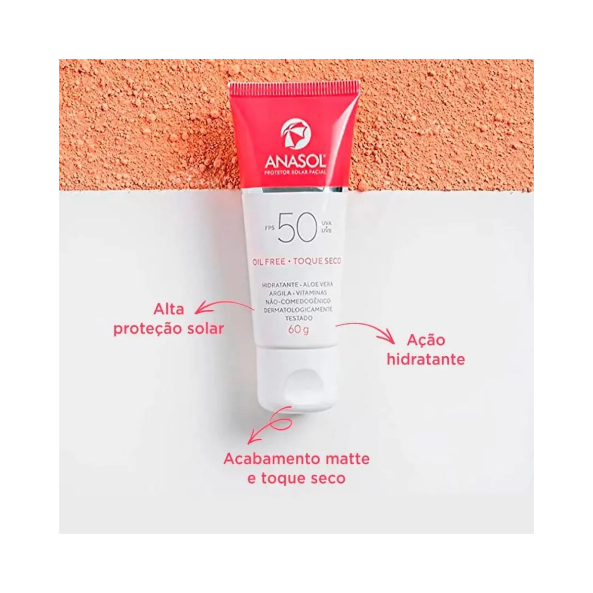 PROTETOR SOLAR FACIAL TOQUE SECO FPS 50 ANASOL 60G