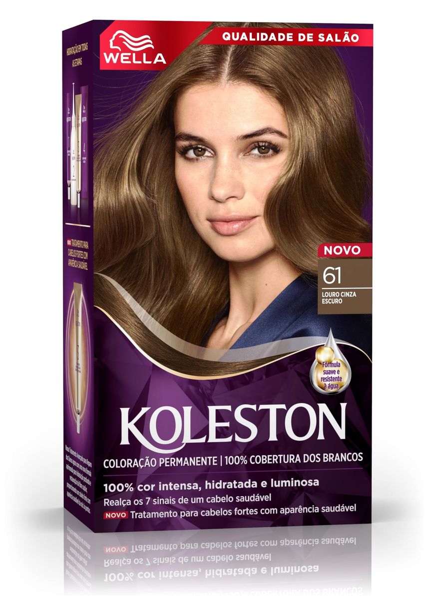 COLORAÇÃO PERMANENTE 61 LOURO CINZA ESCURO KOLESTON 55G