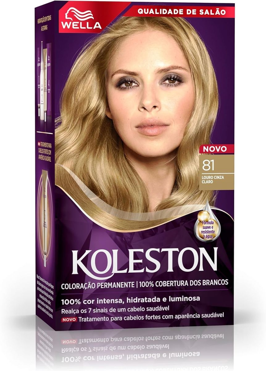 COLORAÇÃO PERMANENTE 81 LOURO CINZA CLARO KOLESTON 55G