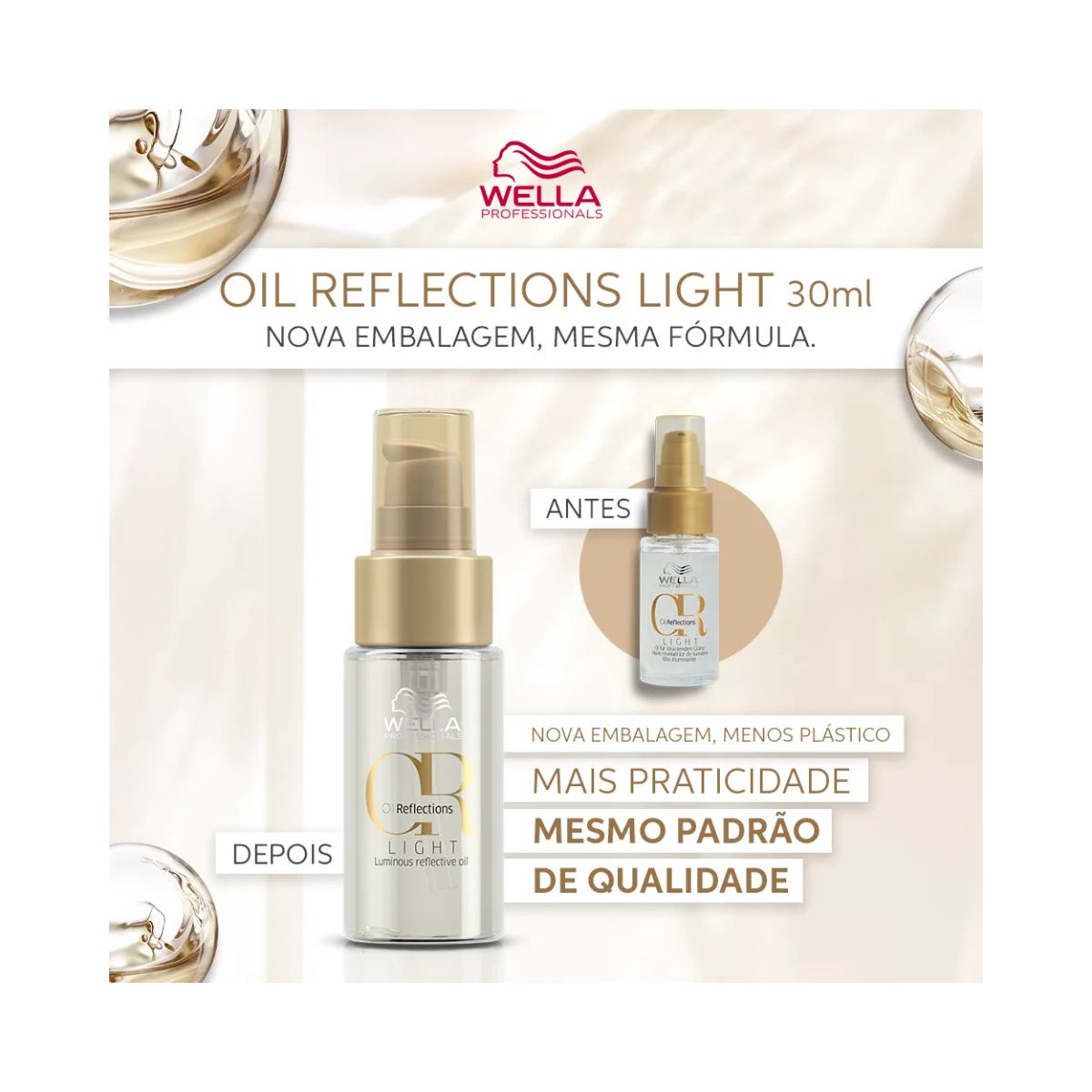 ÓLEO CAPILAR OIL REFLECTIONS LIGTH WELLA PROFISSIONALS 30ML