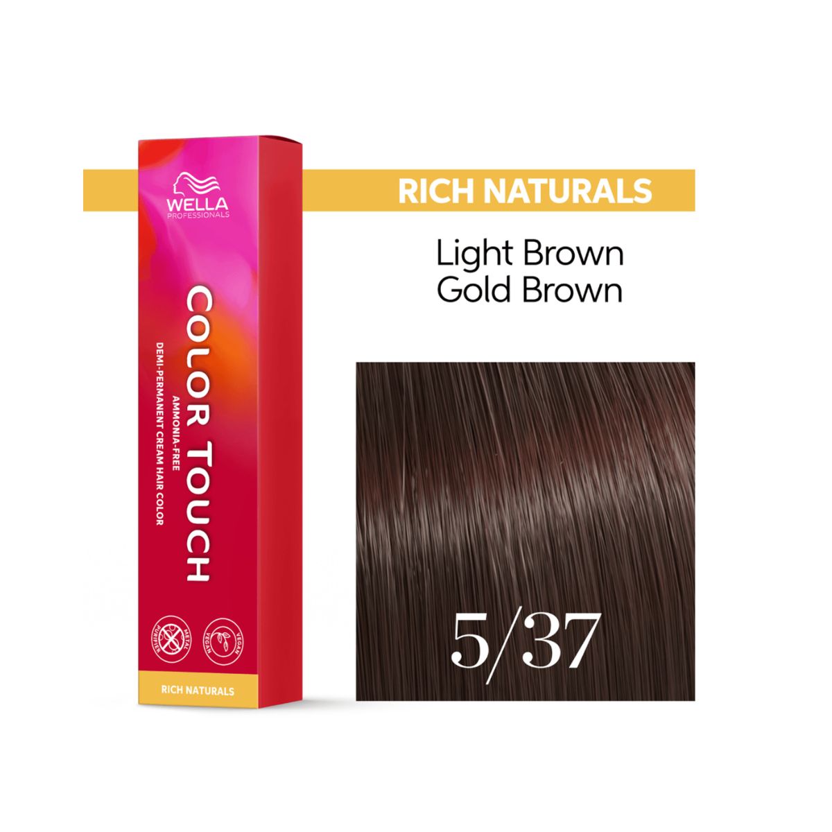TONALIZANTE COLOR TOUCH 5/37 CASTANHO CLARO DOURADO MARROM WELLA PROFISSIONALS 6