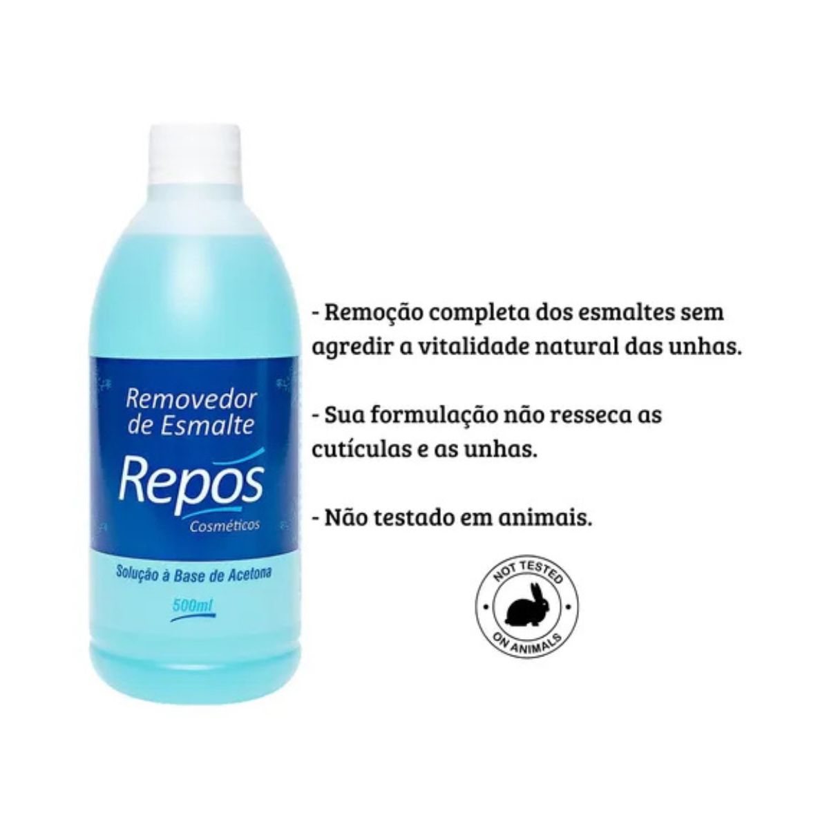 REMOVEDOR DE ESMALTES COM ACETONA REPOS 500ML