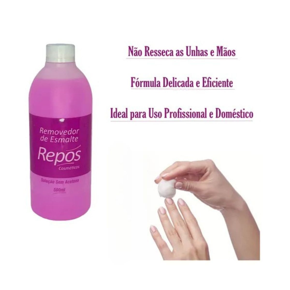 REMOVEDOR DE ESMALTES SEM ACETONA REPOS 500ML