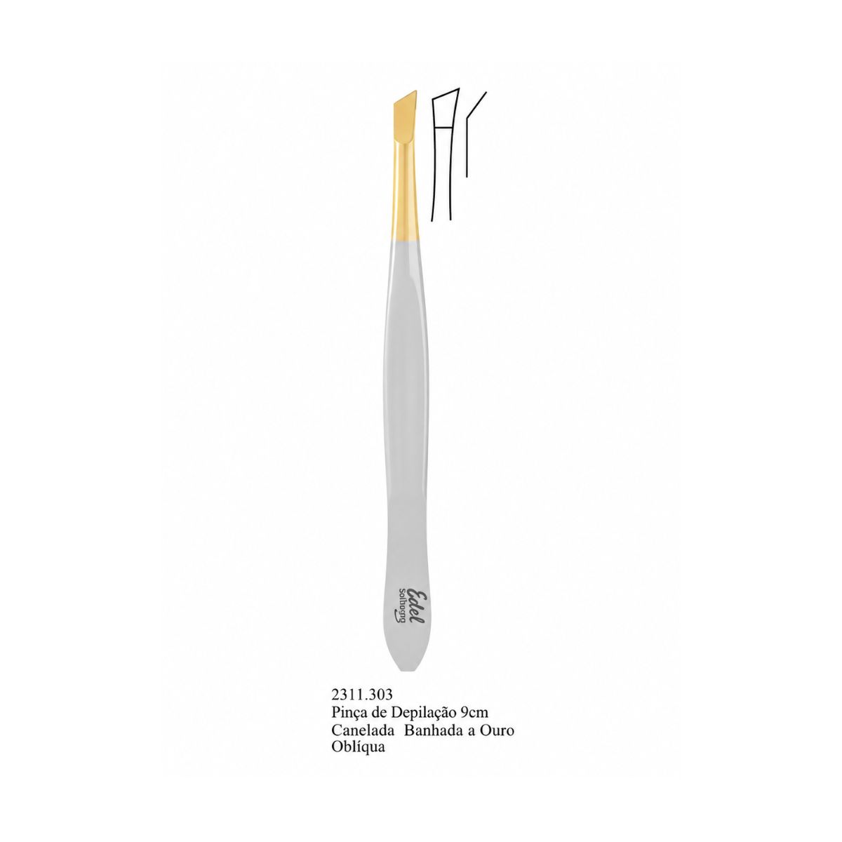 PINÇA DEPILATÓRIA CANELADA OBLIQUA 9CM EDEL
