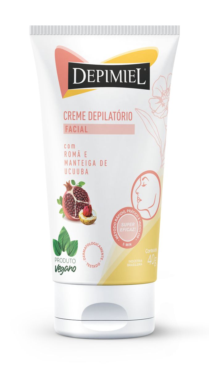 CREME DEPIMIEL DEPILATÓRIO FACIAL COM ROMÃ E MANTEIGA DE UCUUBA 40G