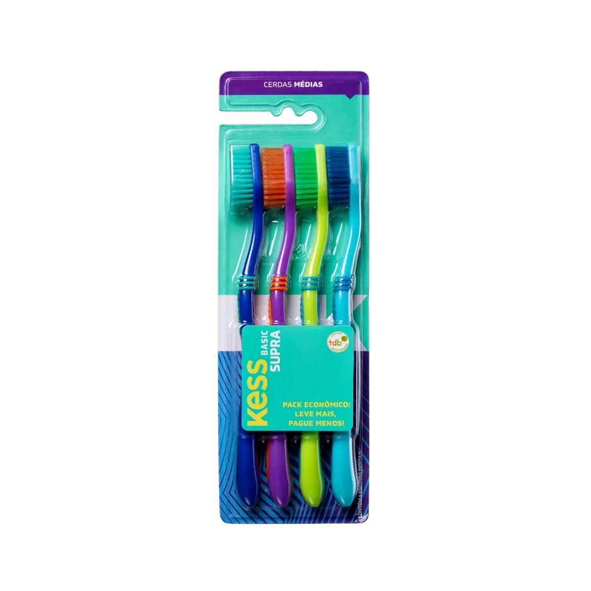KIT ESCOVAS DE DENTE BASIC SUPRA KESS COM 4 UNIDADES