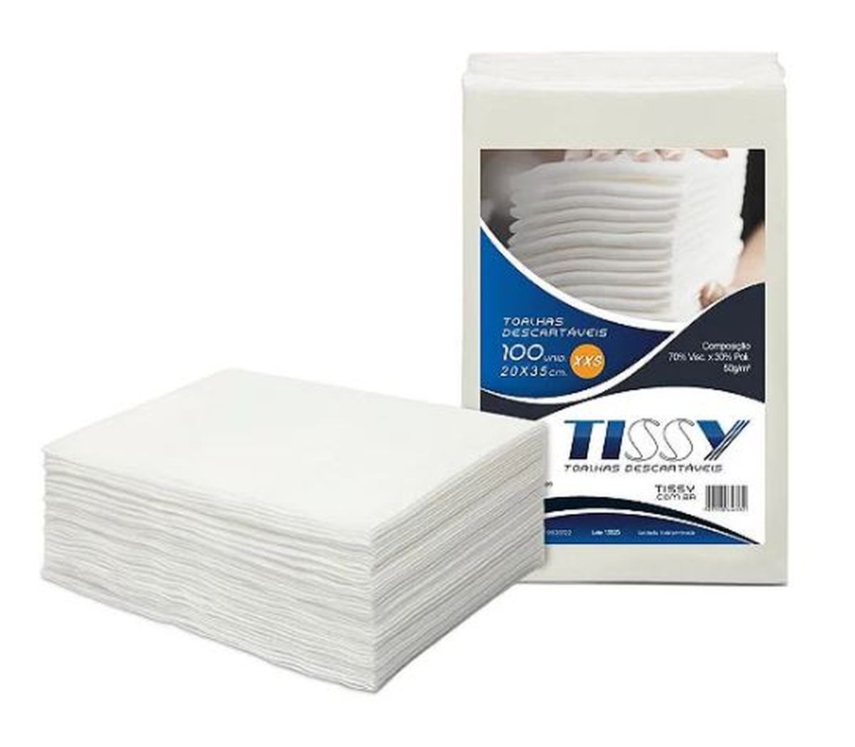 TOALHA DESCARTÁVEL PARA MANICURE 20X35CM TISSY COM 50 UNIDADES