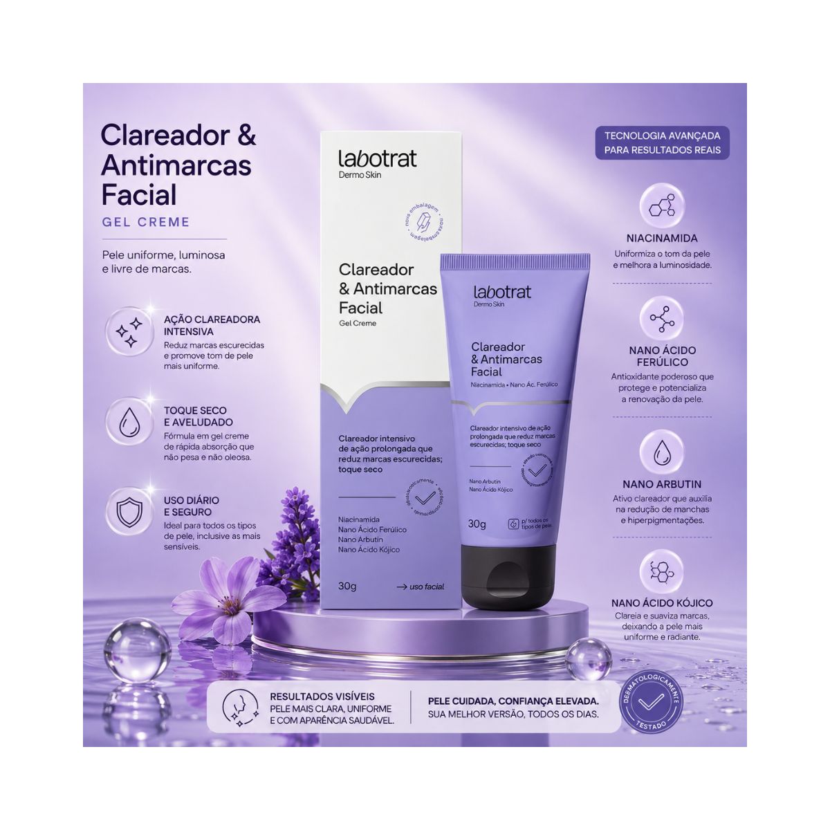 GEL FACIAL CREME CLAREADOR FACIAL LABOTRAT 30G