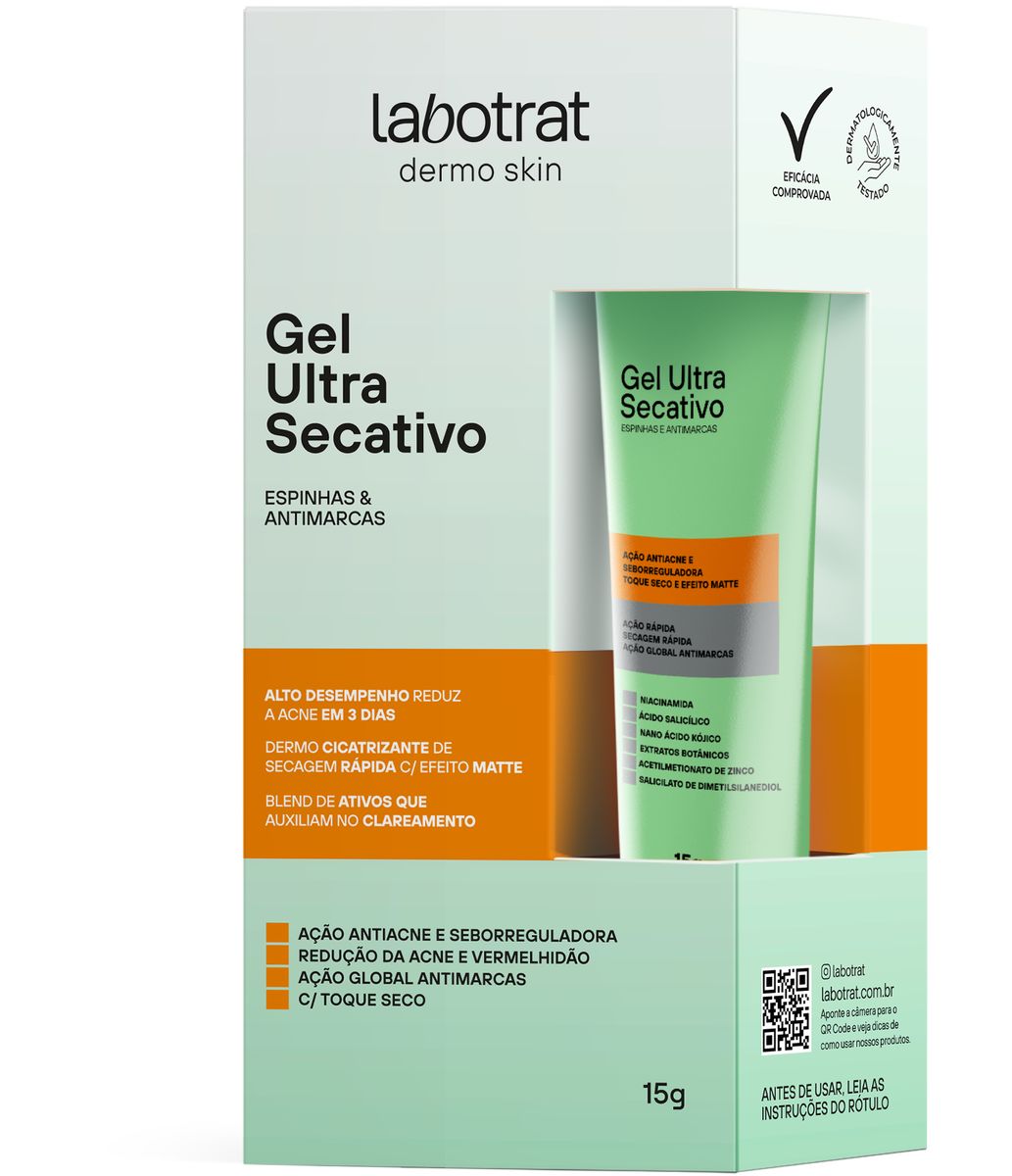 GEL FACIAL ULTRA SECATIVO DE ESPINHAS E ANTIMARCAS LABOTRAT 15G