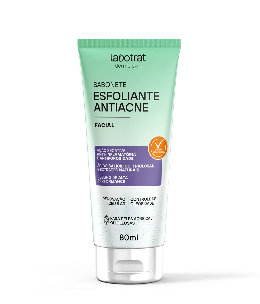 SABONETE LÍQUIDO FACIAL ESFOLIANTE ANTIACNE LABOTRAT 80ML