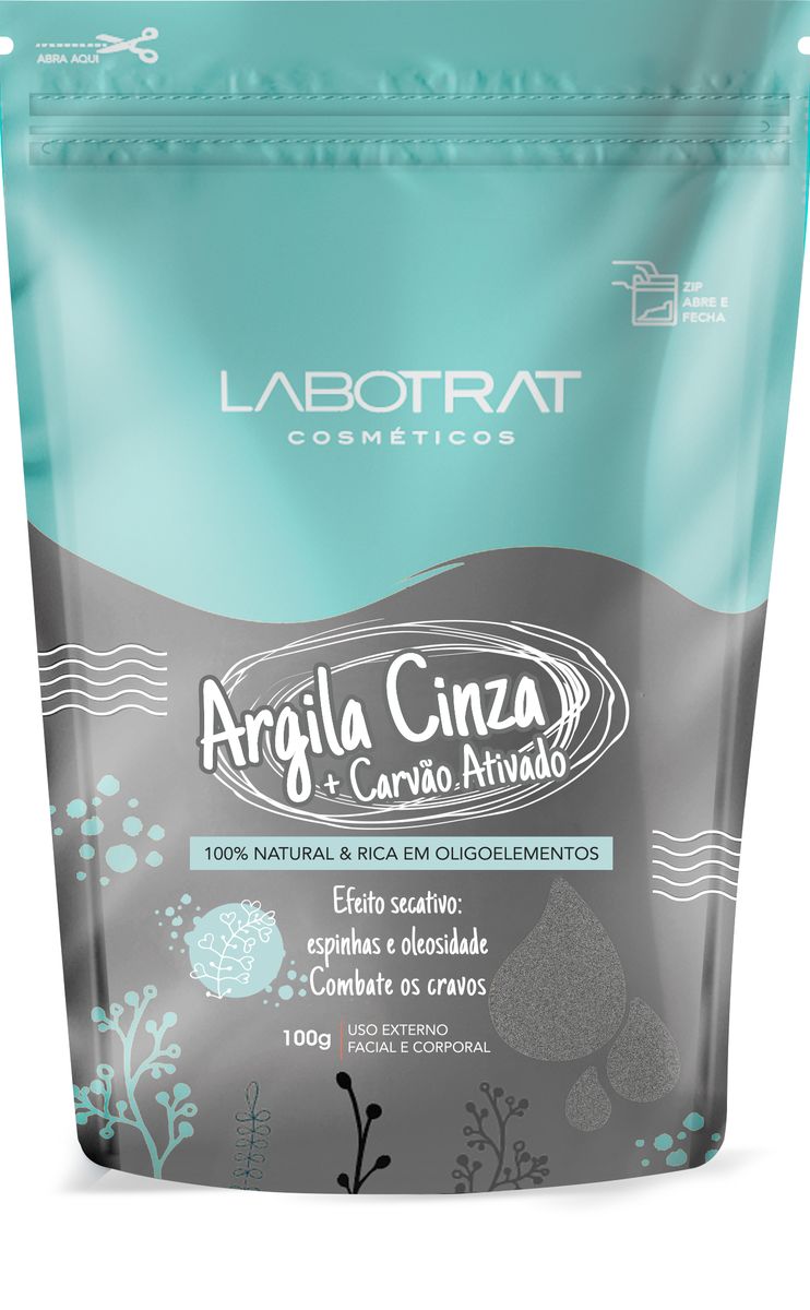 ARGILA CINZA COM CARVÃO ATIVADO LABOTRAT 100G