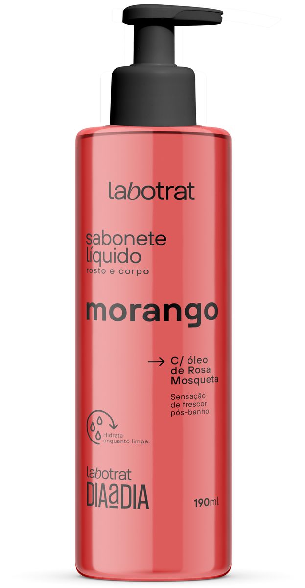 SABONETE LÍQUIDO ROSTO E CORPO MORANGO DIA A DIA LABOTRAT 190ML