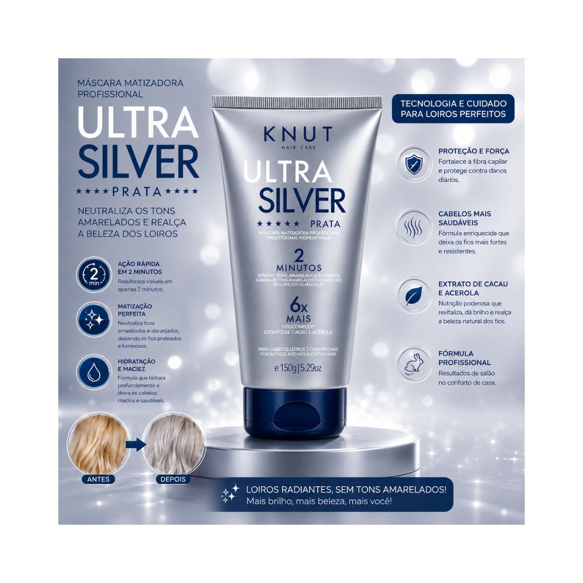 MÁSCARA ULTRA SILVER PRATA KNUT 150G