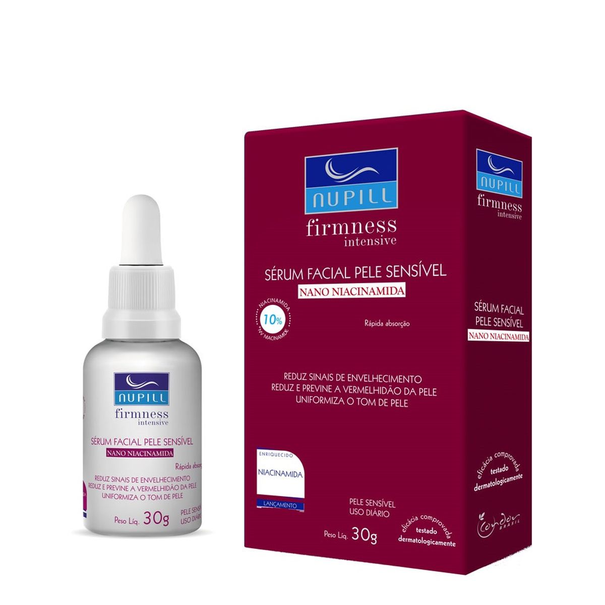 SÉRUM FACIAL PELE SENSÍVEL NANO NIACINAMIDA NUPILL 30G