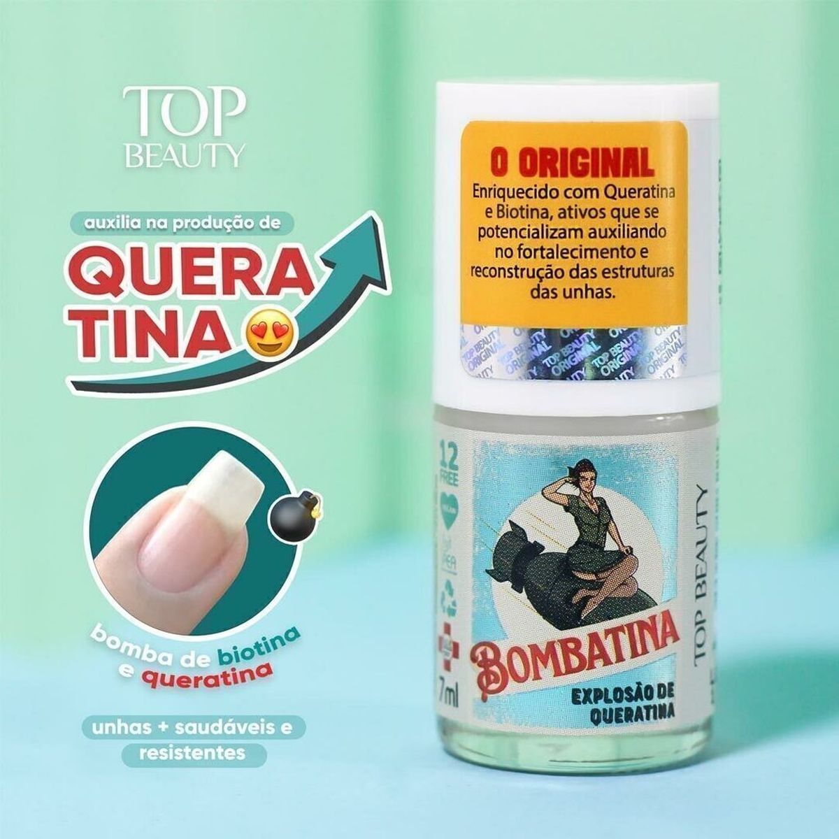 ESMALTE SOS UNHAS BOMBATINA TOP BEAUTY 7ML
