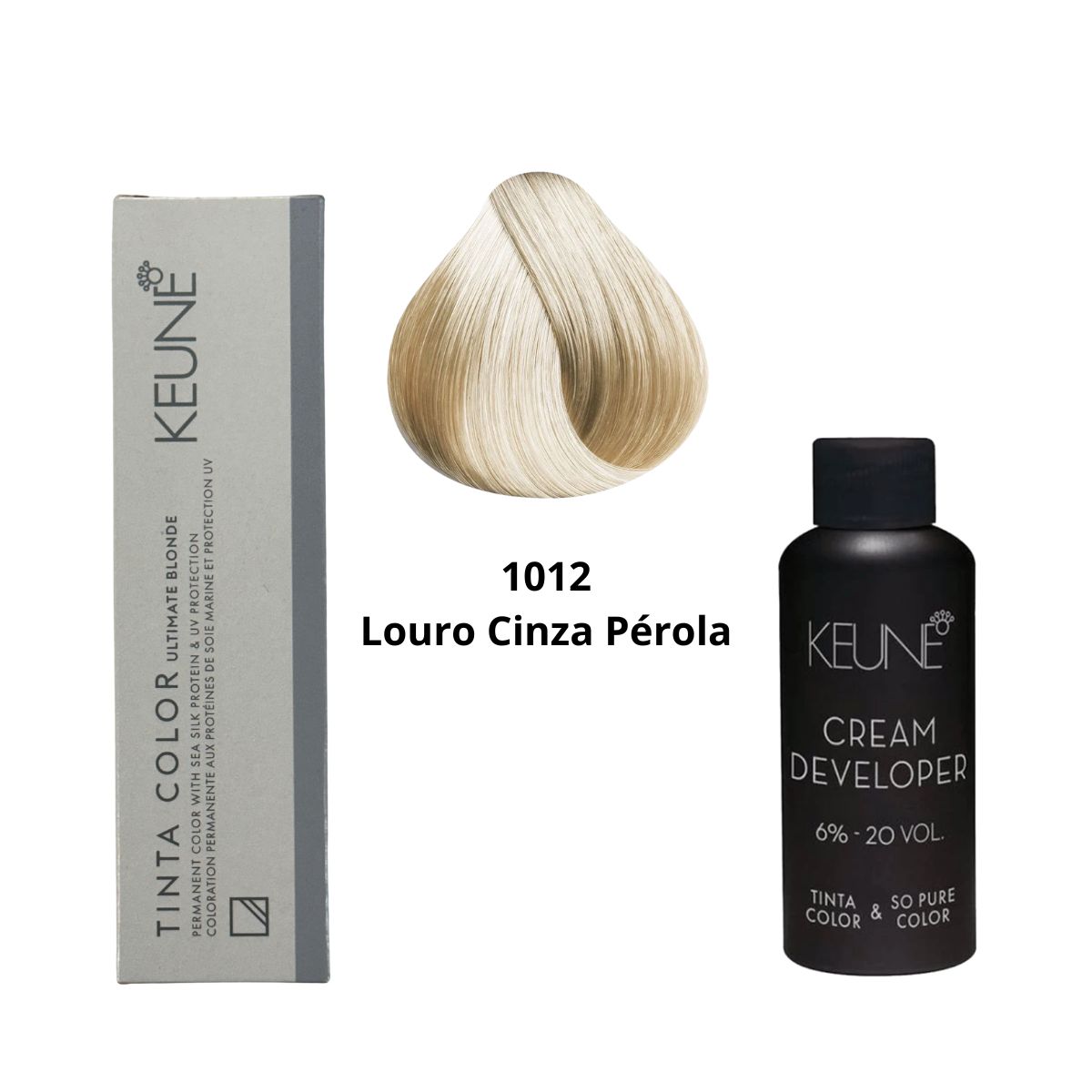 KIT 2 TINTAS KEUNE COLOR 1012 60ML + 2 OX CREAM DEV 20 VOL 6% 60ML