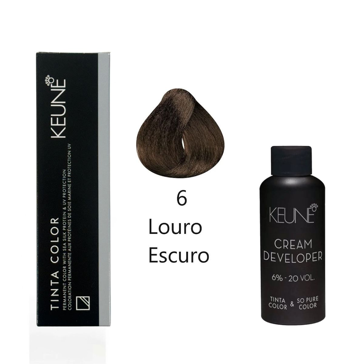 KIT 2 TINTAS KEUNE COLOR 6 60ML + 2 OX CREAM DEV 20 VOL 6% 60ML