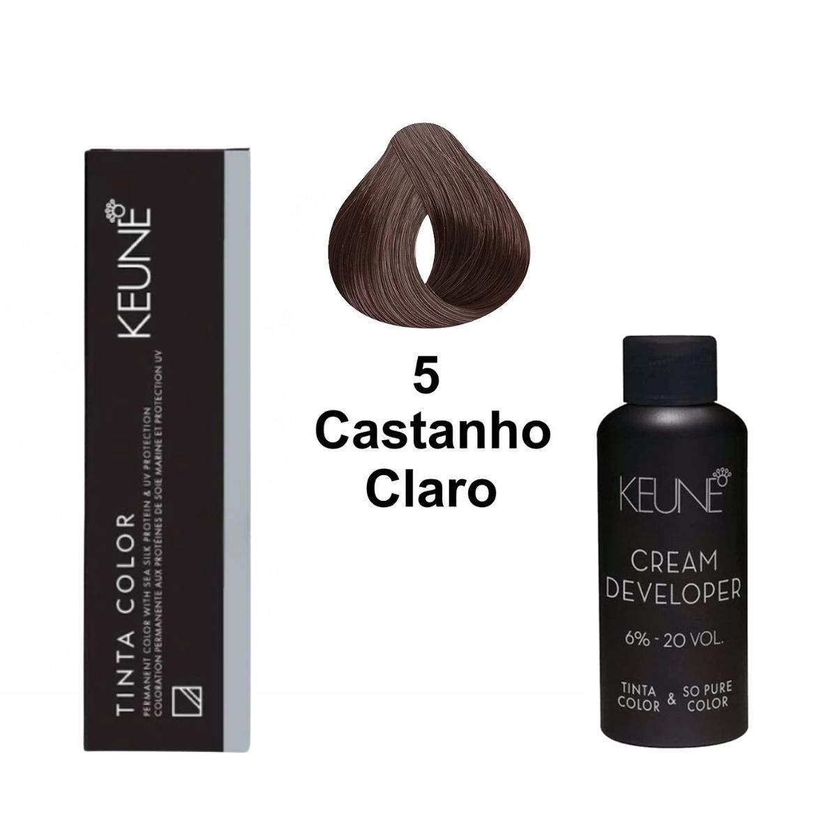 KIT 2 TINTAS KEUNE COLOR 5 60ML + 2 OX CREAM DEV 20 VOL 6% 60ML