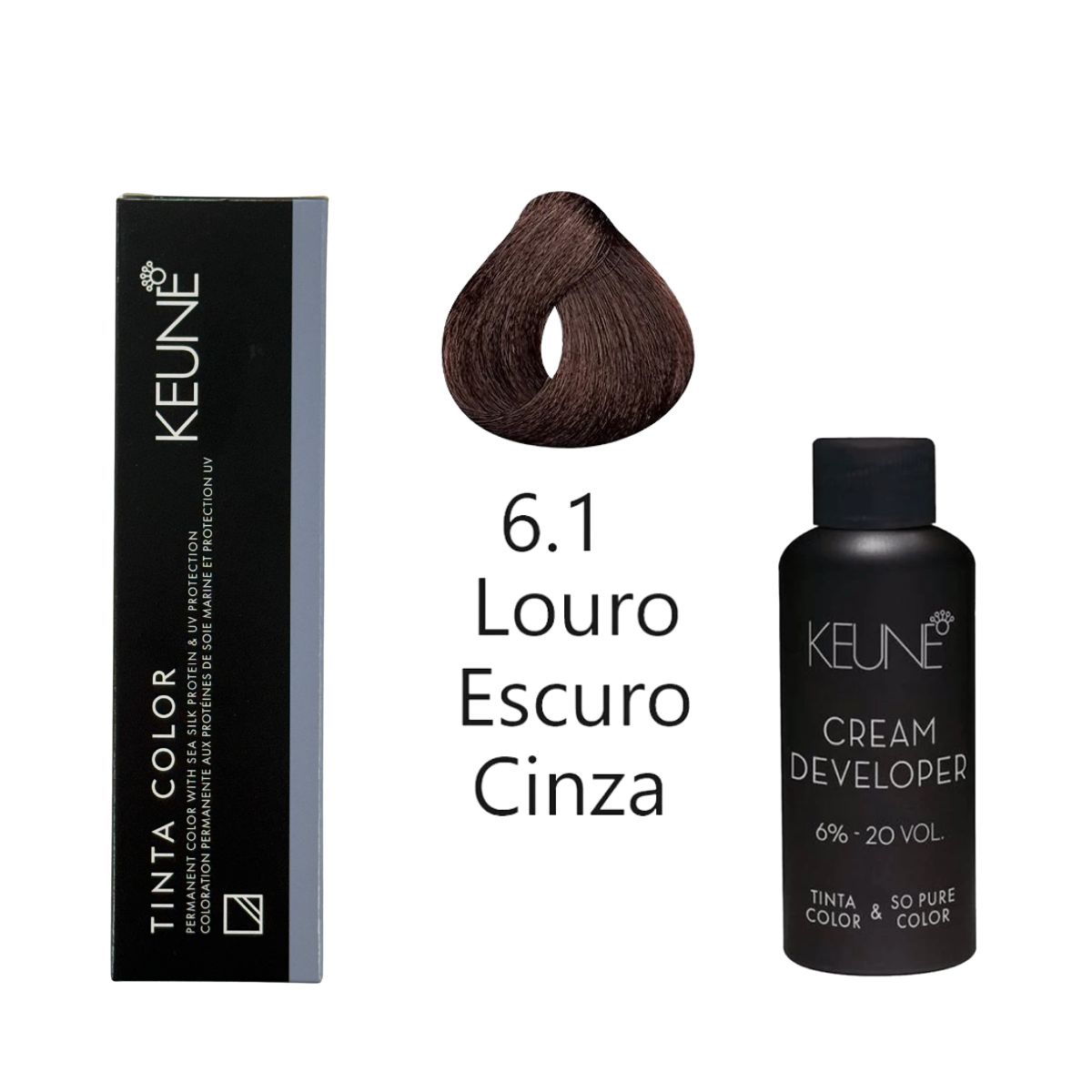 KIT 2 TINTAS KEUNE COLOR 6.1 60ML + 2 OX CREAM DEV 20 VOL 6% 60ML