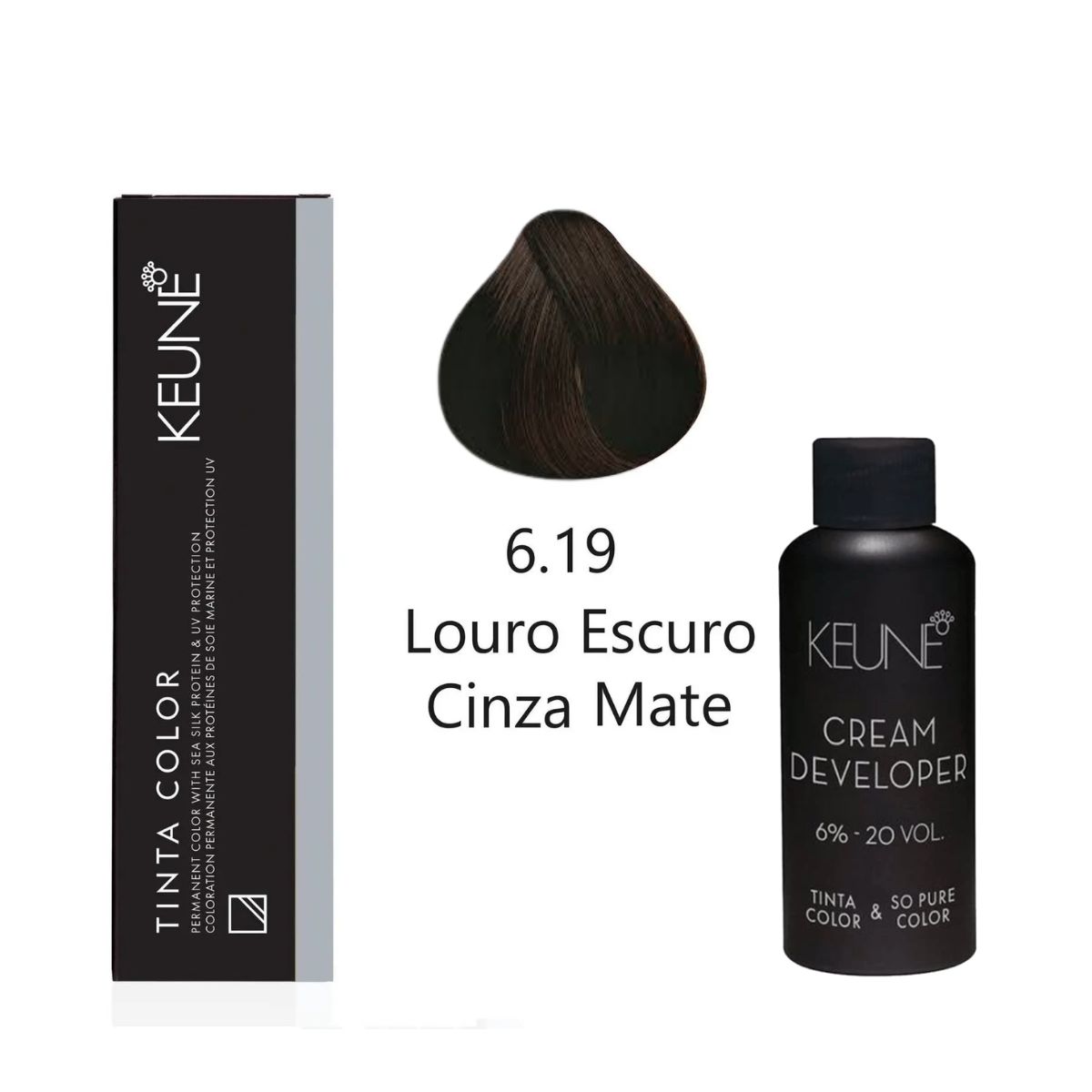 KIT 2 TINTAS KEUNE COLOR 6.19 60ML + 2 OX CREAM DEV 20 VOL 6% 60ML