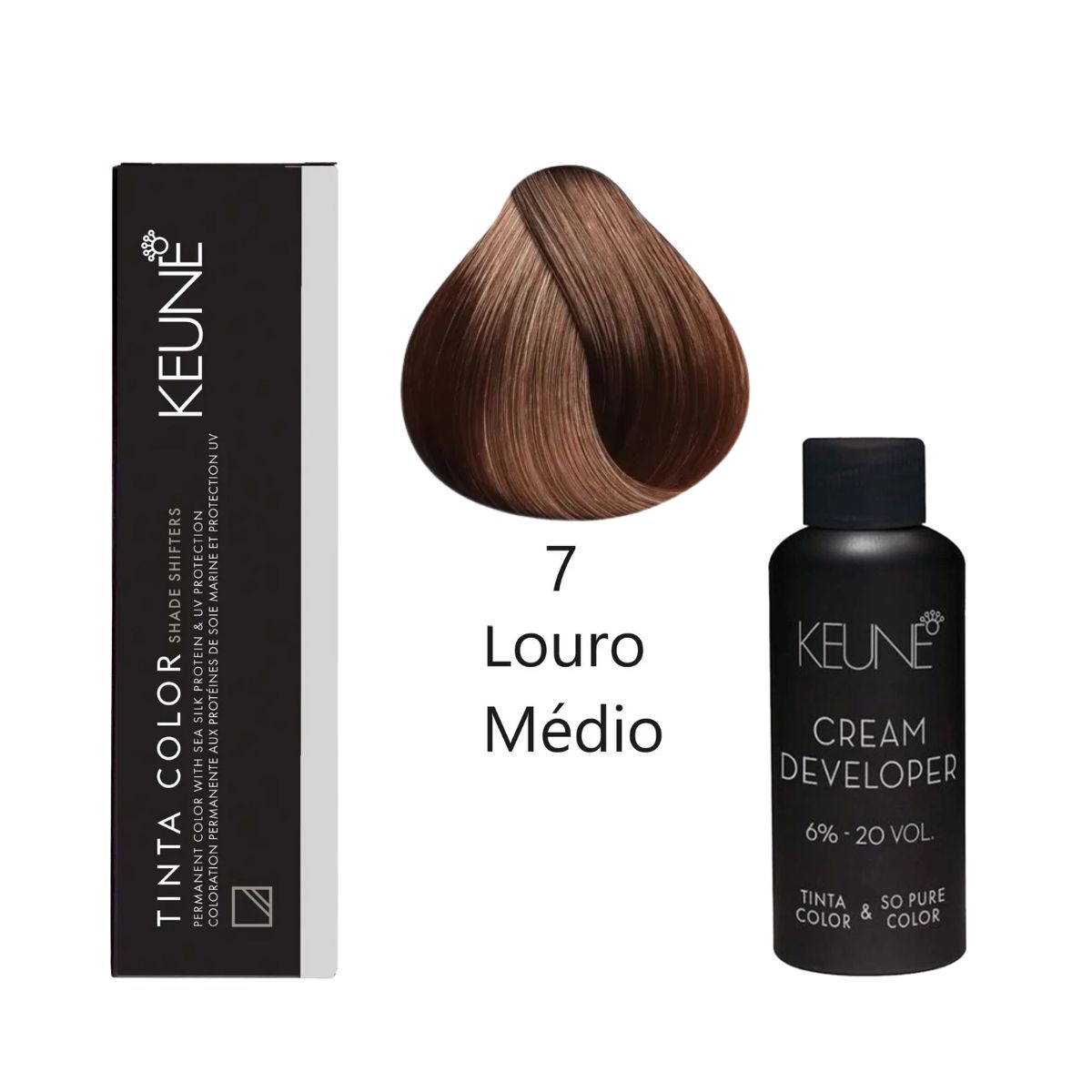 KIT 2 TINTAS KEUNE COLOR 7 60ML + 2 OX CREAM DEV 20 VOL 6% 60ML