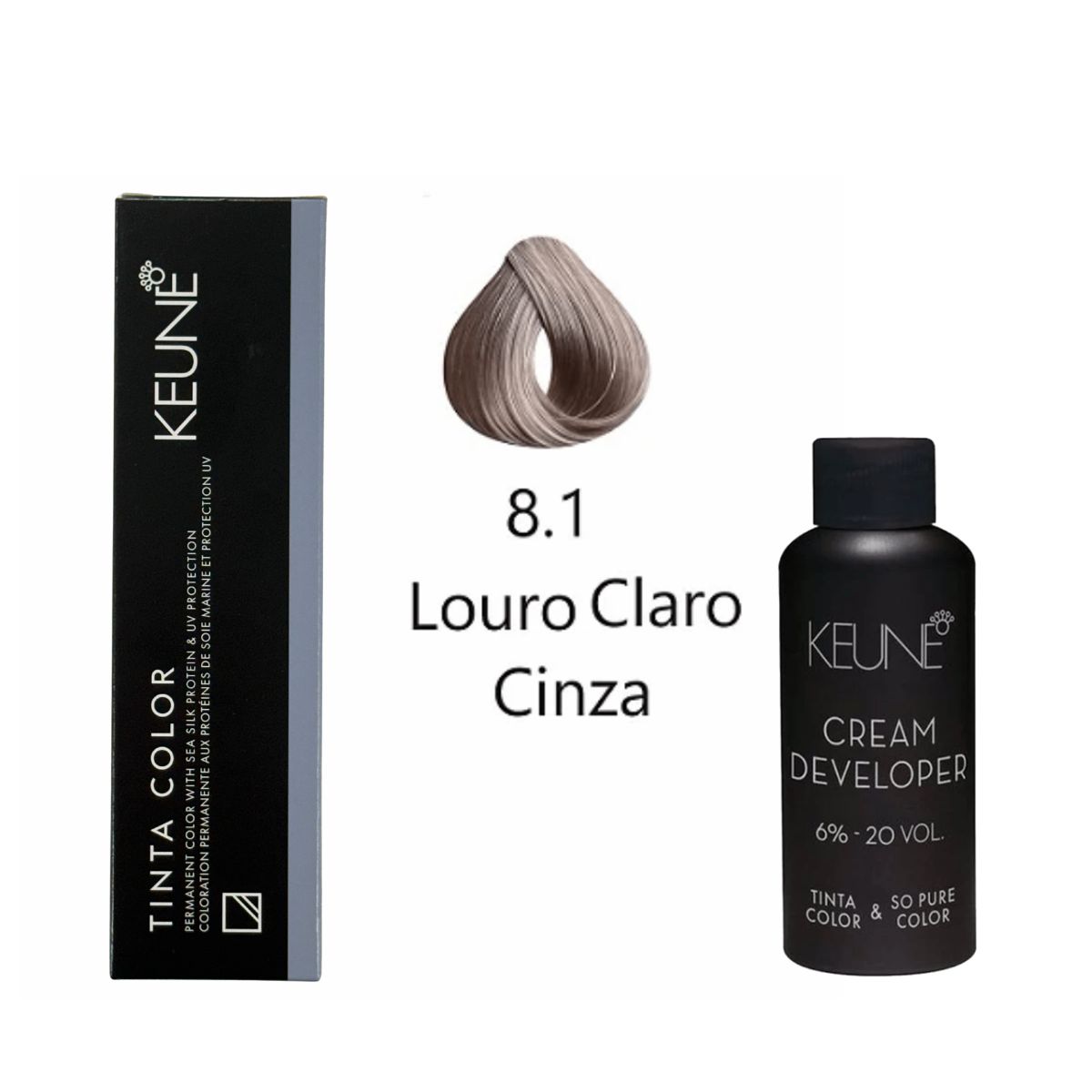 KIT 2 TINTAS KEUNE COLOR 8.1 60ML + 2 OX CREAM DEV 20 VOL 6% 60ML