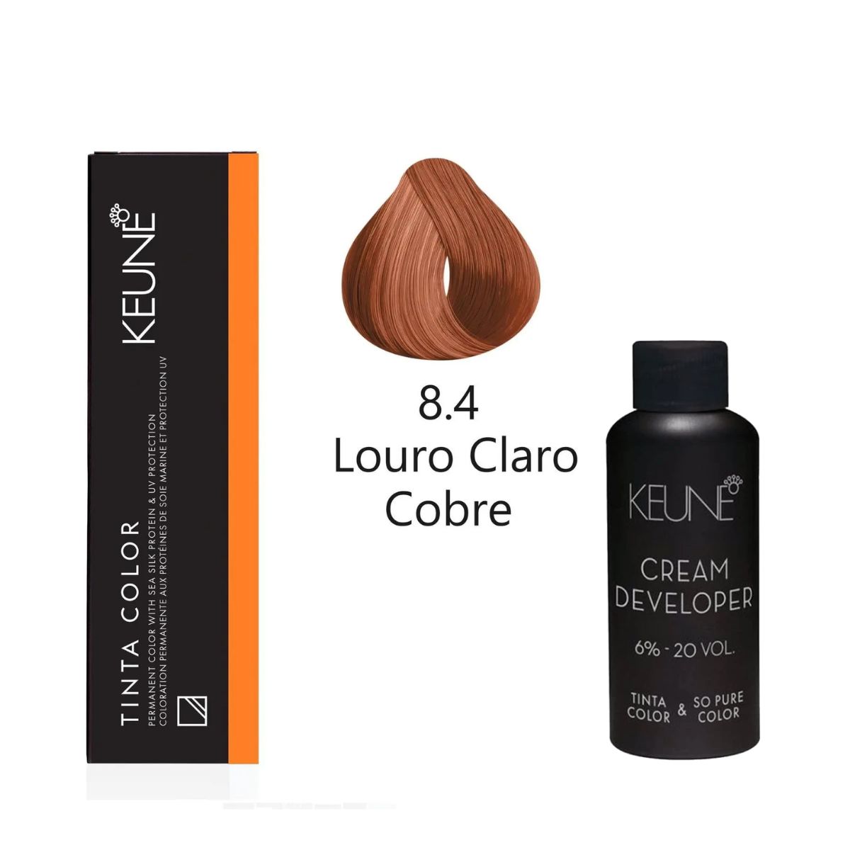 KIT 2 TINTAS KEUNE COLOR 8.4 60ML + 2 OX CREAM DEV 20 VOL 6% 60ML