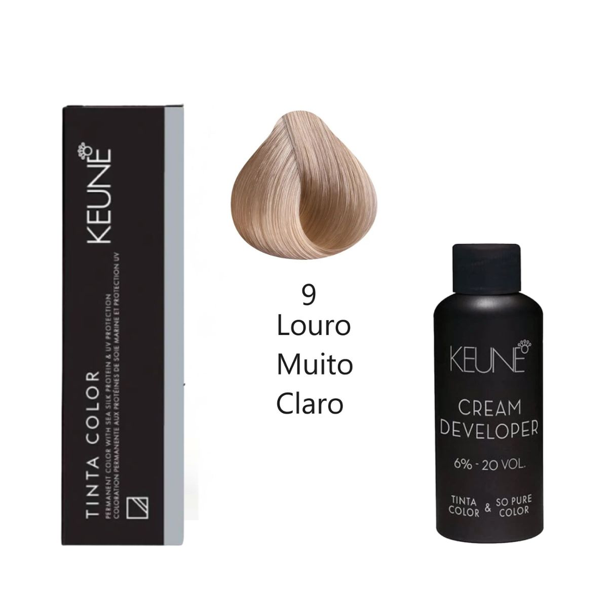 KIT 2 TINTAS KEUNE COLOR 9 60ML + 2 OX CREAM DEV 20 VOL 6% 60ML