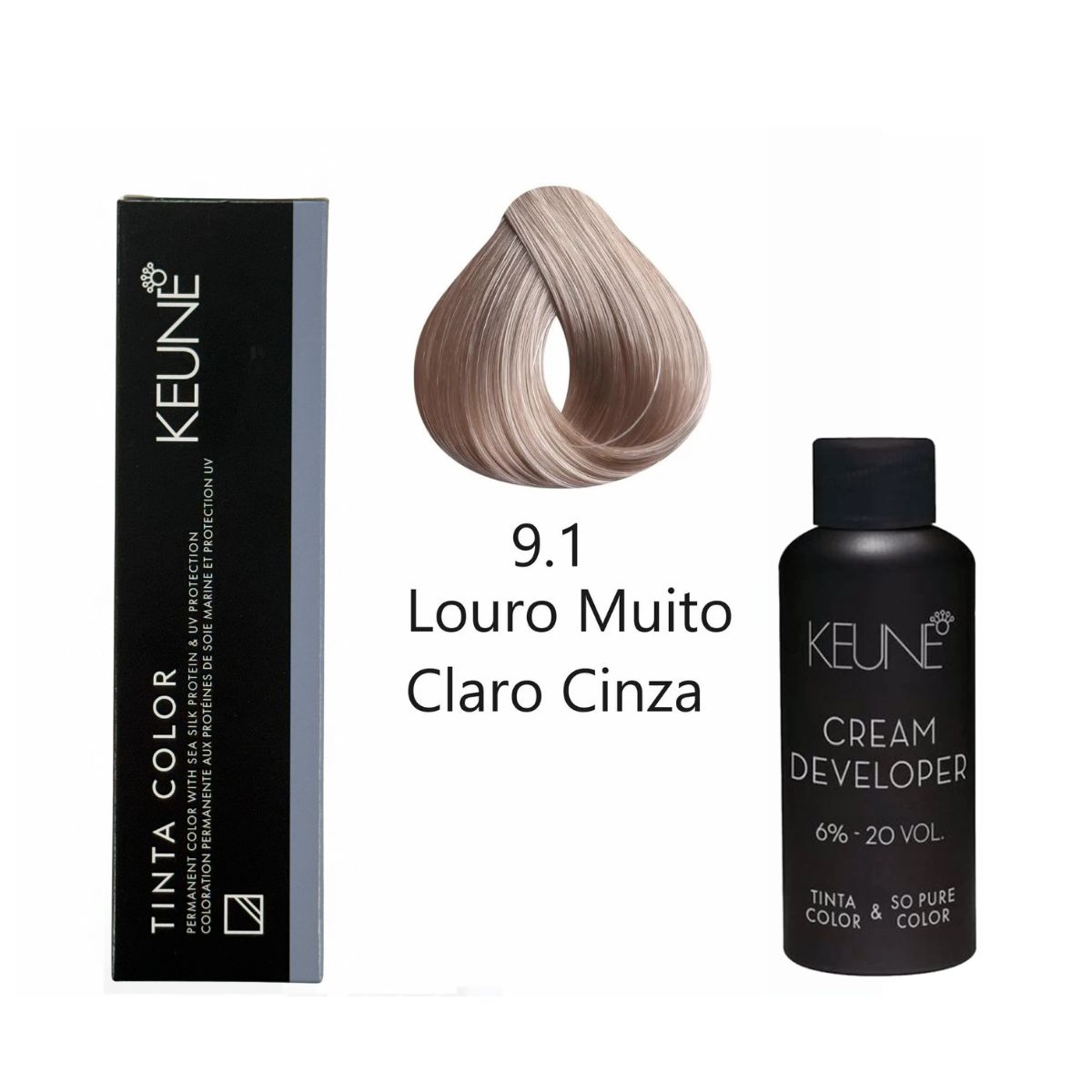 KIT 2 TINTAS KEUNE COLOR 9.1 60ML + 2 OX CREAM DEV 20 VOL 6% 60ML