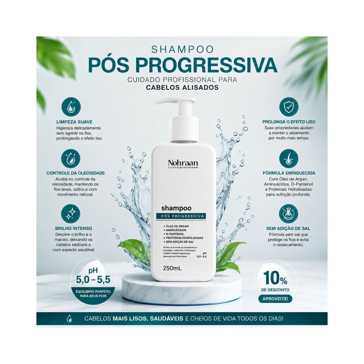 SHAMPOO PÓS PROGRESSIVA NOHRAAN 250ML