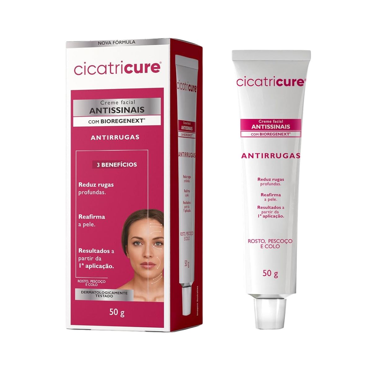 CREME FACIAL ANTISSINAIS COM BIOREGENEXT CICATRICURE 60G