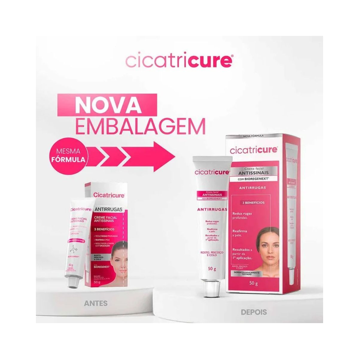 CREME FACIAL ANTISSINAIS COM BIOREGENEXT CICATRICURE 60G