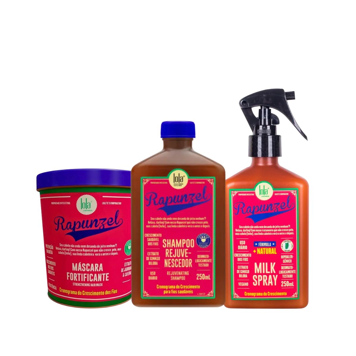 KIT LOLA COSMETICS RAPUNZEL CRESCIMENTO SHAMPOO + MÁSCARA + TÔNICO