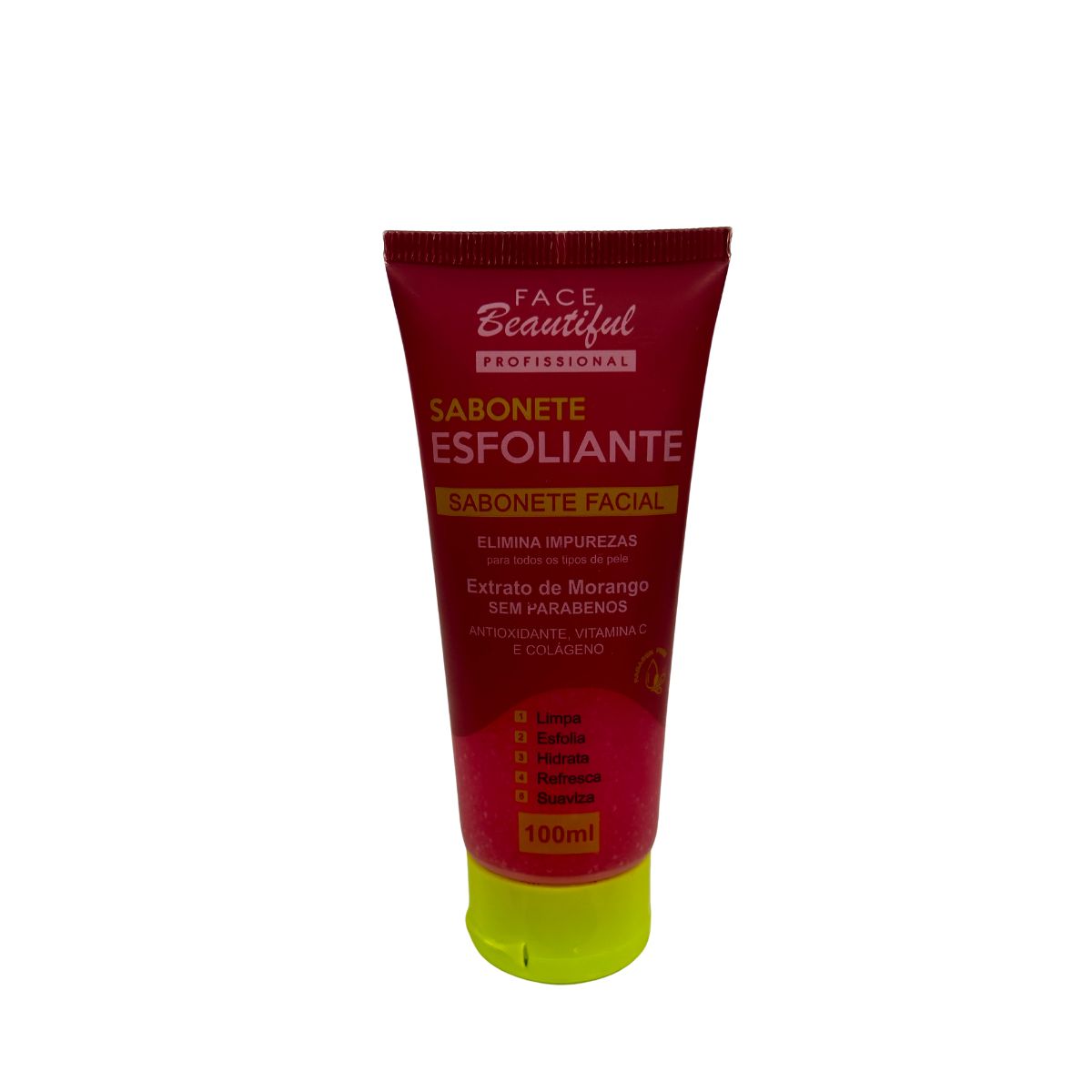 SABONETE FACIAL ESFOLIANTE DE MORANGO FACE BEAUTIFUL 100ML