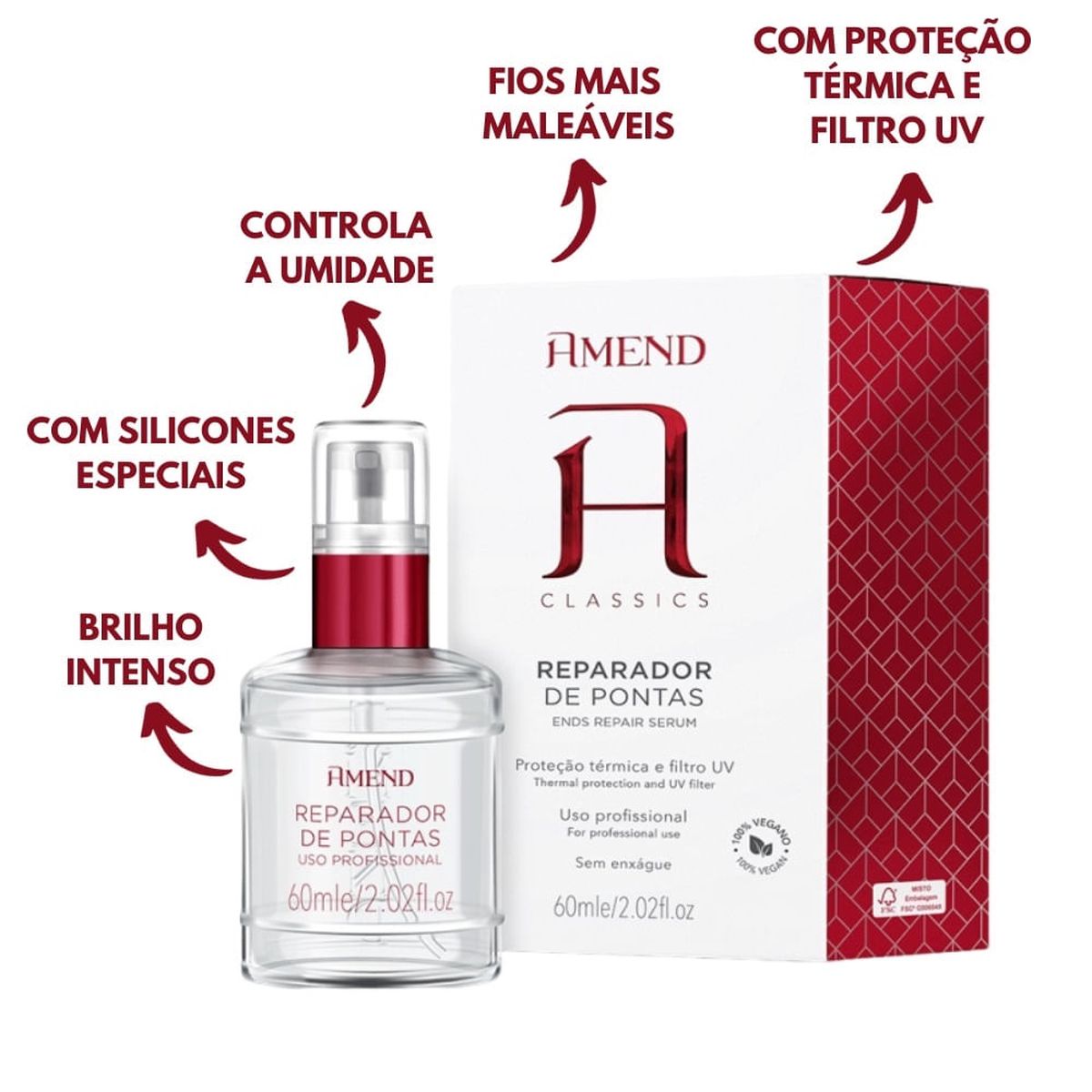 REPARADOR DE PONTAS AMEND CLASSICS ENDS REPAIR SÉRUM 60ML