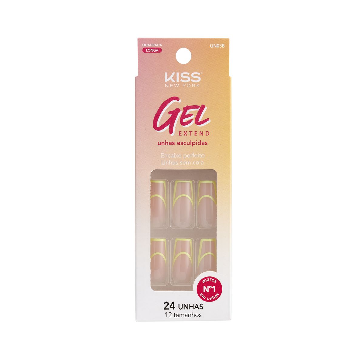 UNHAS POSTIÇAS GEL EXTEND FRENCH NEON KISS NEW YORK