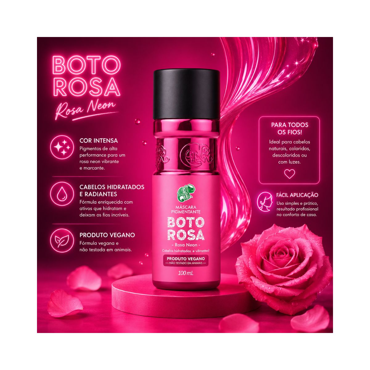 MASCARA PIGMENTANTE TONALIZANTE BOTO ROSA KAMALEÃO 100ML