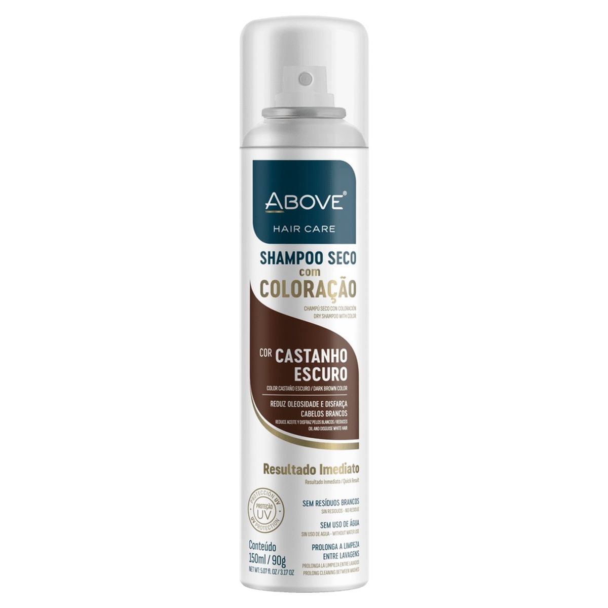 SHAMPOO A SECO COM COLORAÇÃO CASTANHO ESCURO ABOVE 150ML