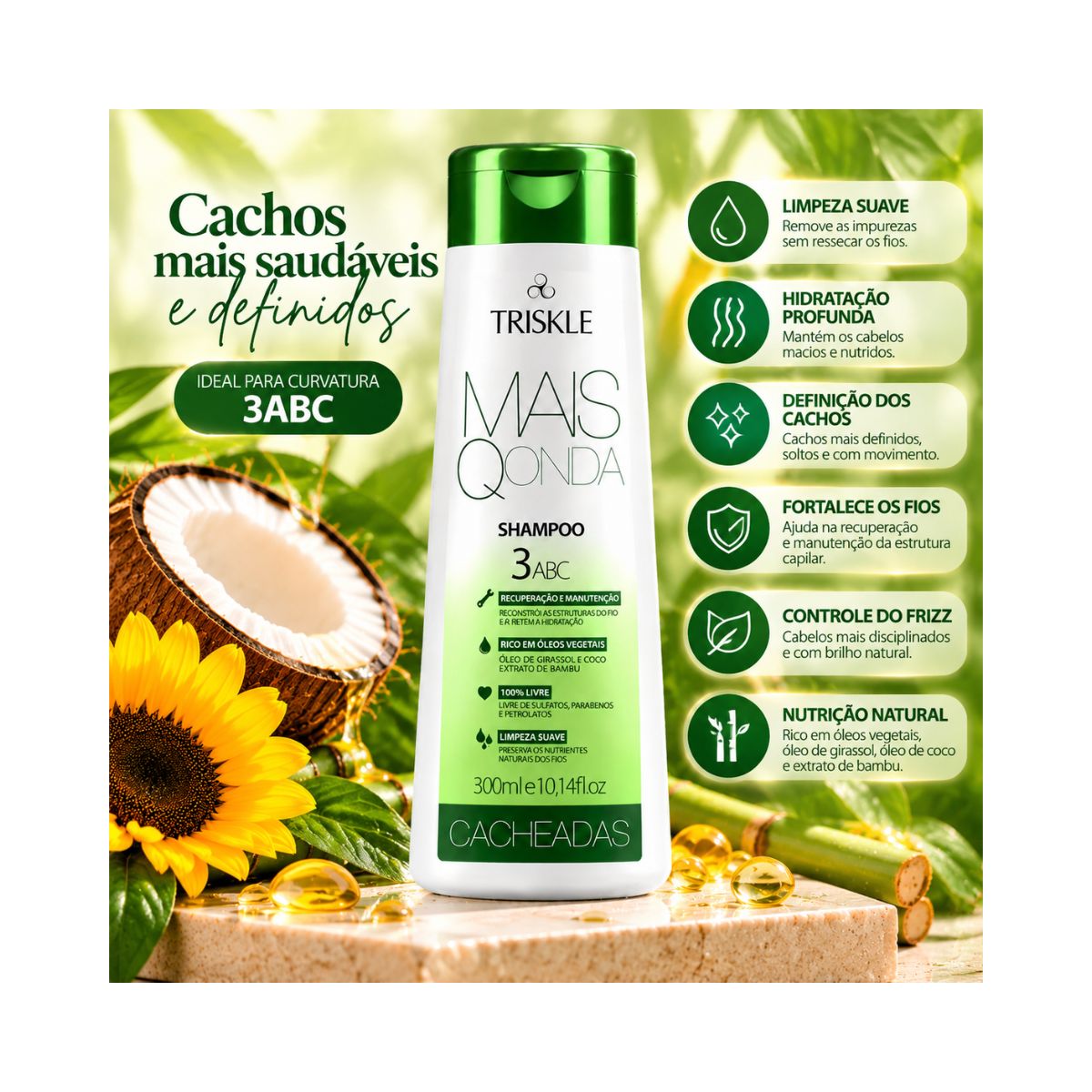 SHAMPOO MAISQONDA CACHEADOS TRISKLE 300ML