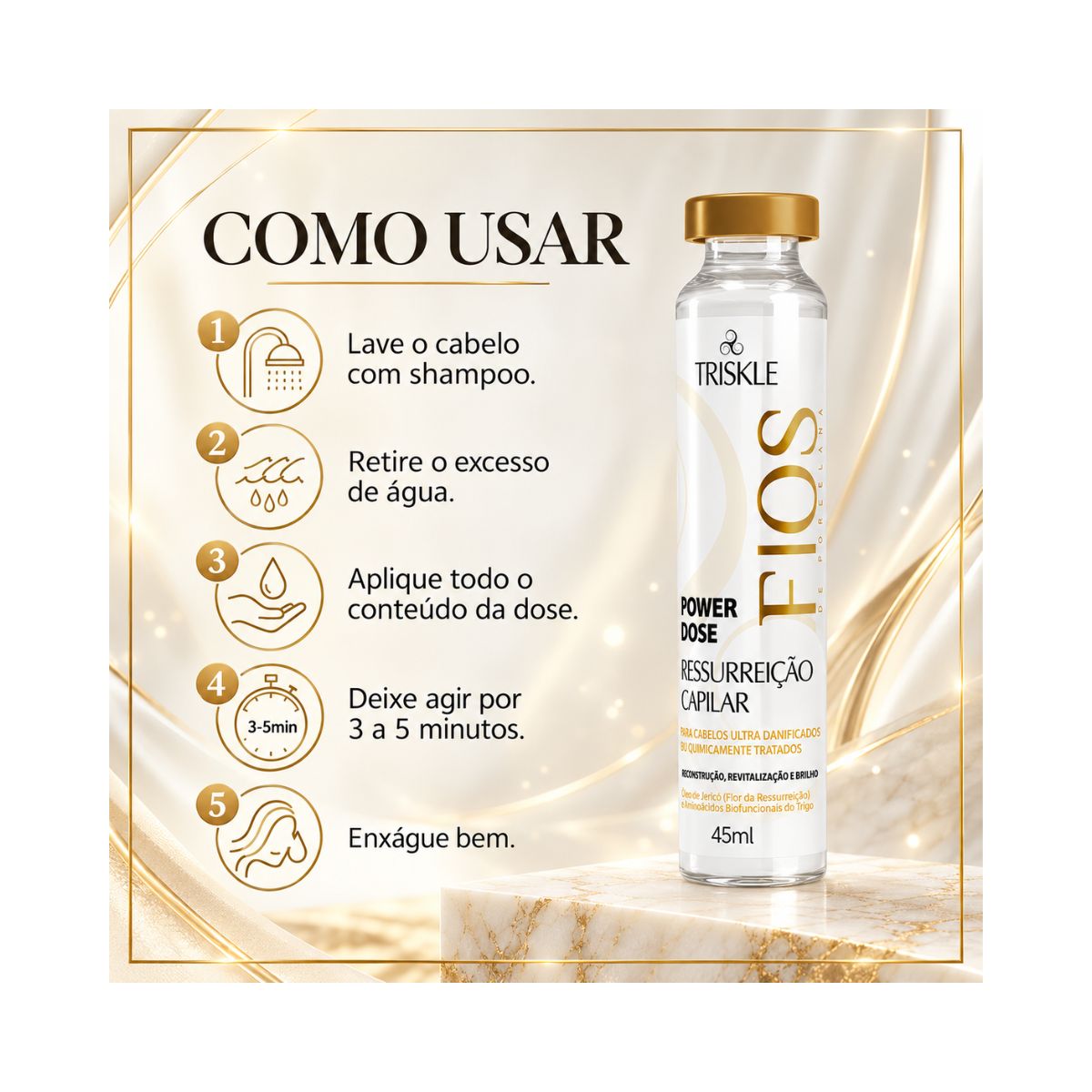POWER DOSE FIOS DE PORCELANA RESSURREIÇAÕ CAPILAR TRISKLE 45ML