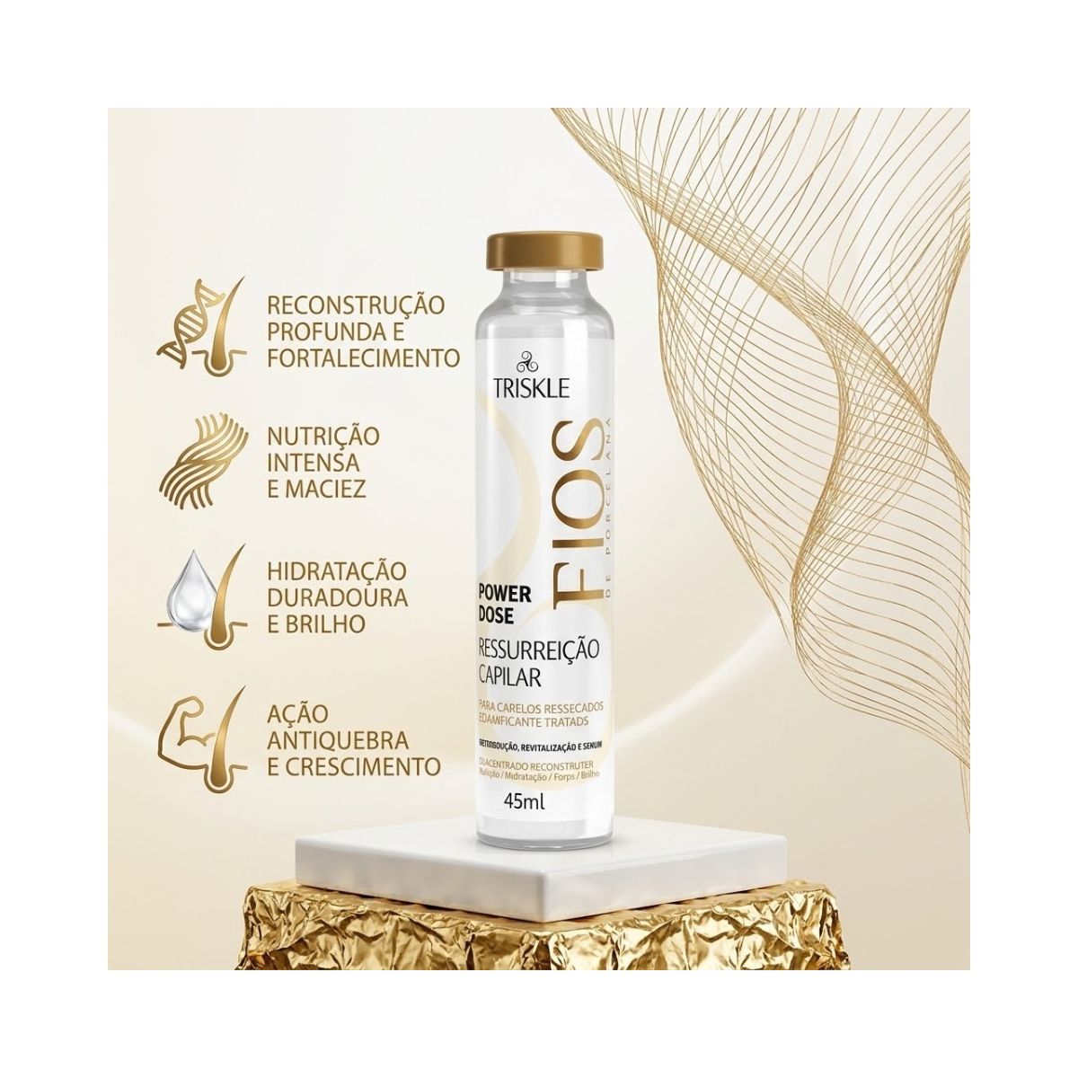 POWER DOSE FIOS DE PORCELANA RESSURREIÇAÕ CAPILAR TRISKLE 45ML
