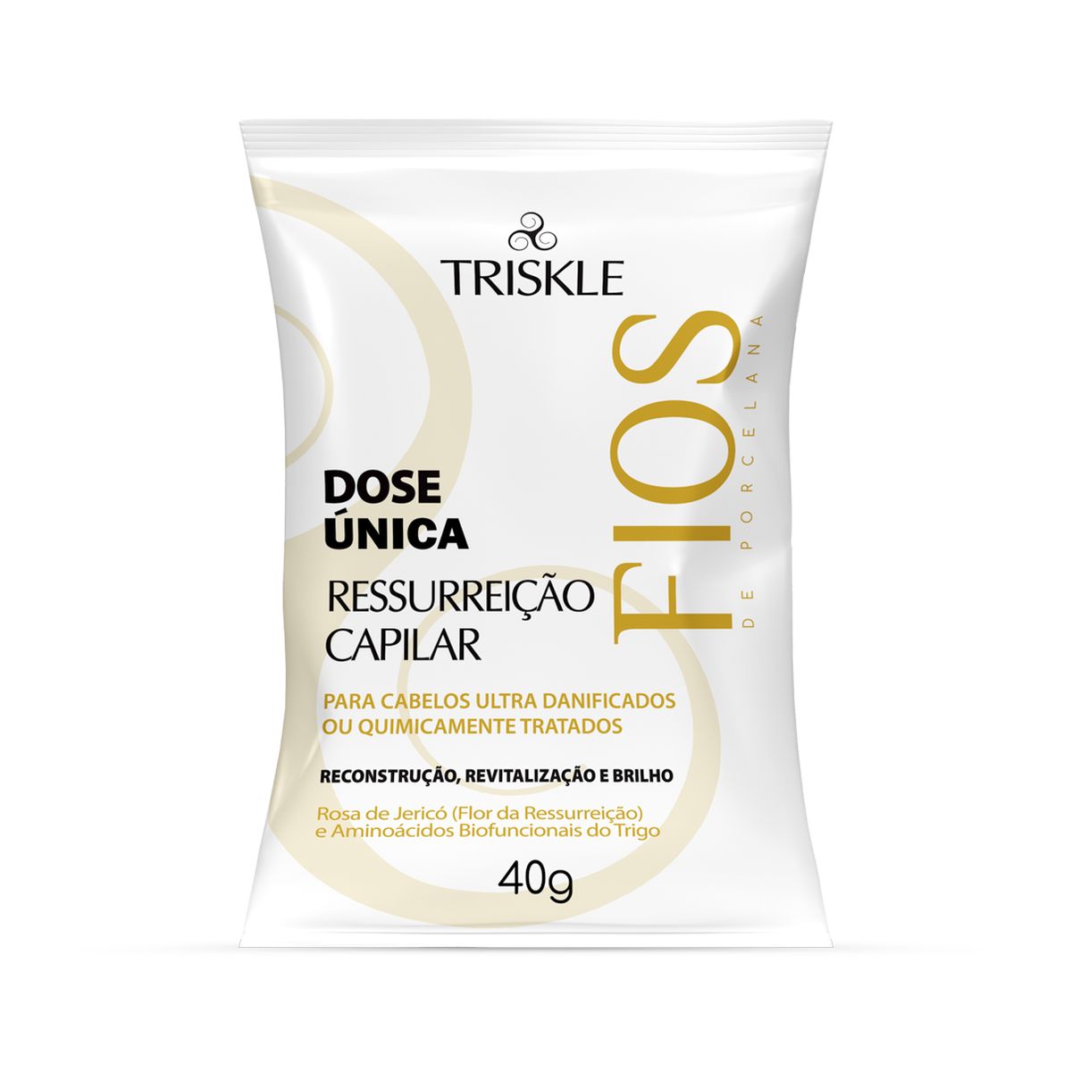 DOSE UNICA FIOS DE PORCELANA RESSURREIÇÃO CAPILAR TRISKLE 40G