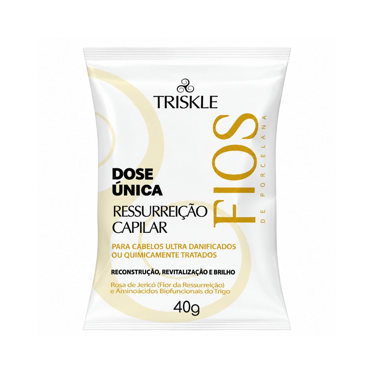 DOSE UNICA FIOS DE PORCELANA RESSURREIÇÃO CAPILAR TRISKLE 40G