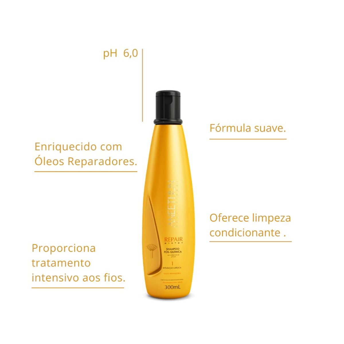 SHAMPOO PÓS-QUÍMICA REPAIR SYSTEM ANEETHUN 300ML