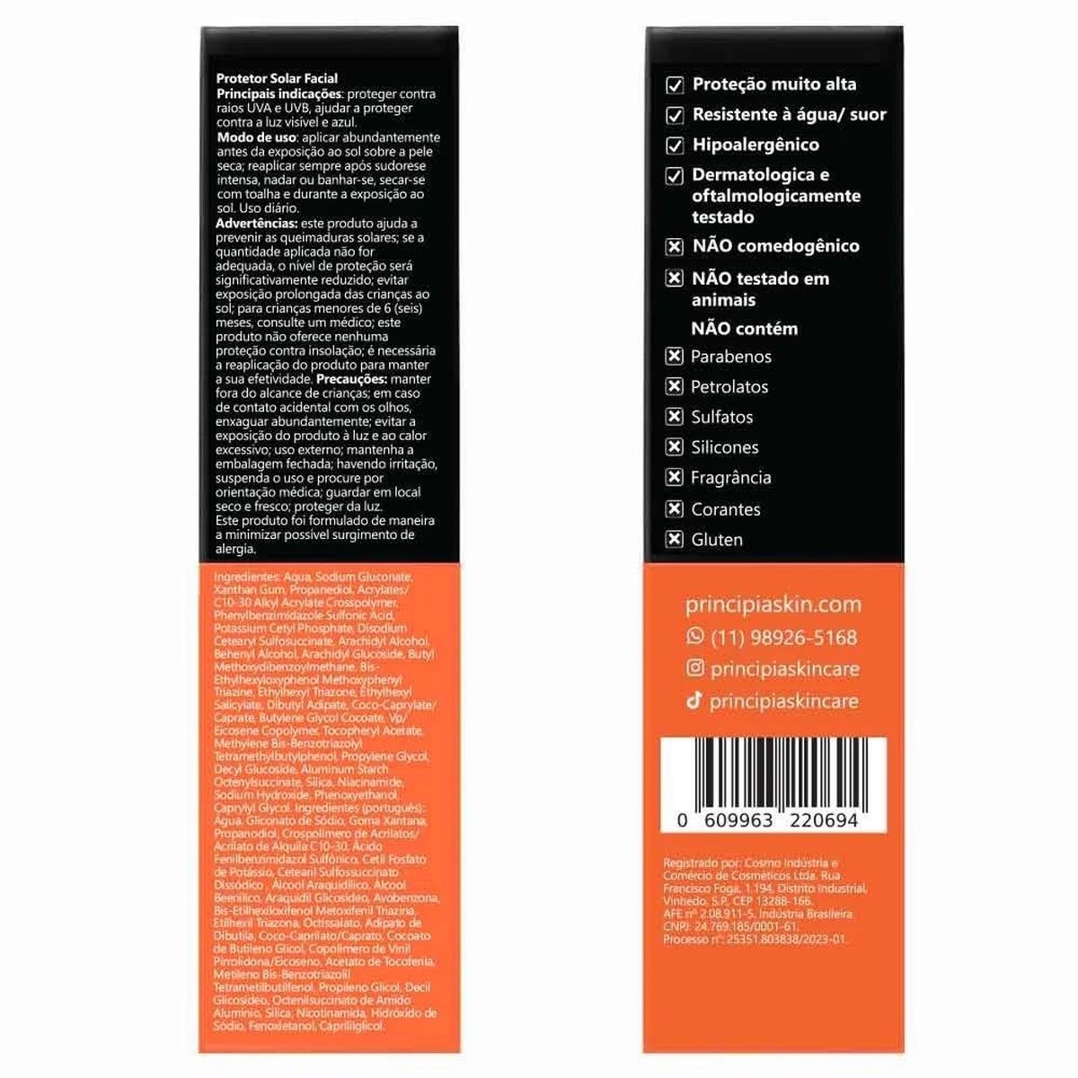 PROTETOR SOLAR FACIAL PRINCIPIA PS-01 FPS60 40ML