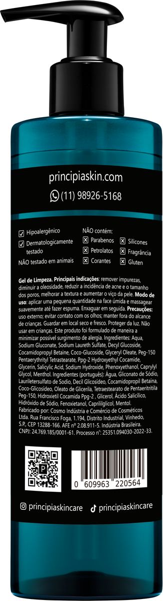 GEL DE LIMPEZA PRINCIPIA SKINCARE GL-01 350ML