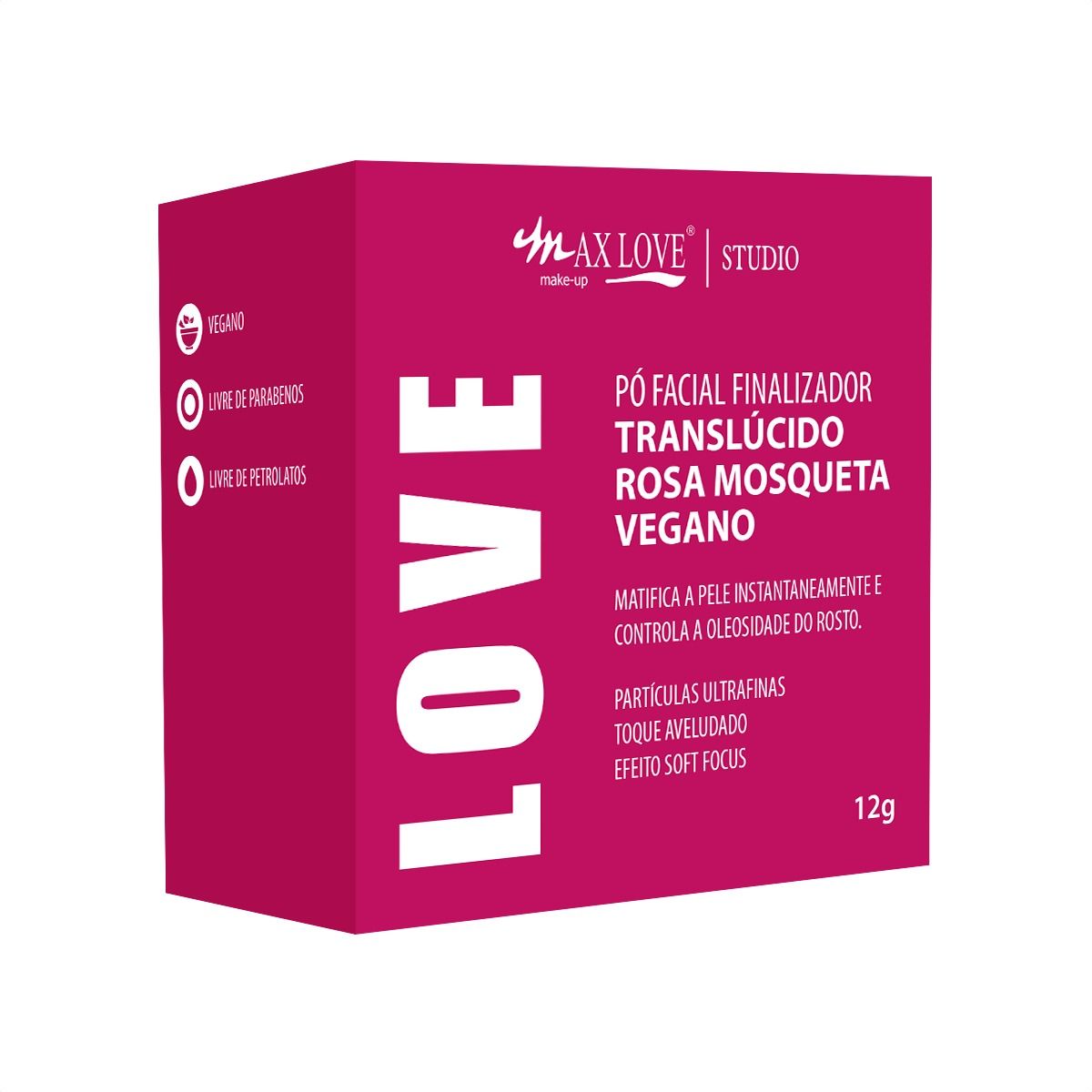 PÓ FACIAL FINALIZADOR TRANSLUCIDO ROSA MOSQUETA MAX LOVE 12G