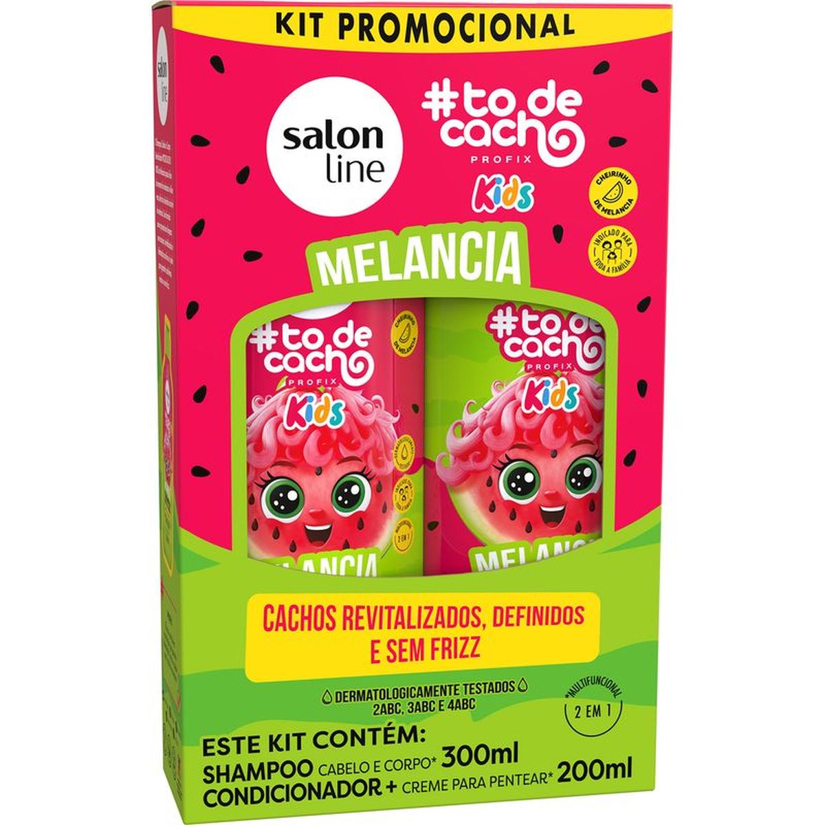 KIT SHAMPOO 300ML + CONDICIONADOR 200ML MELANCIA KIDS #TODECACHO SALON LINE